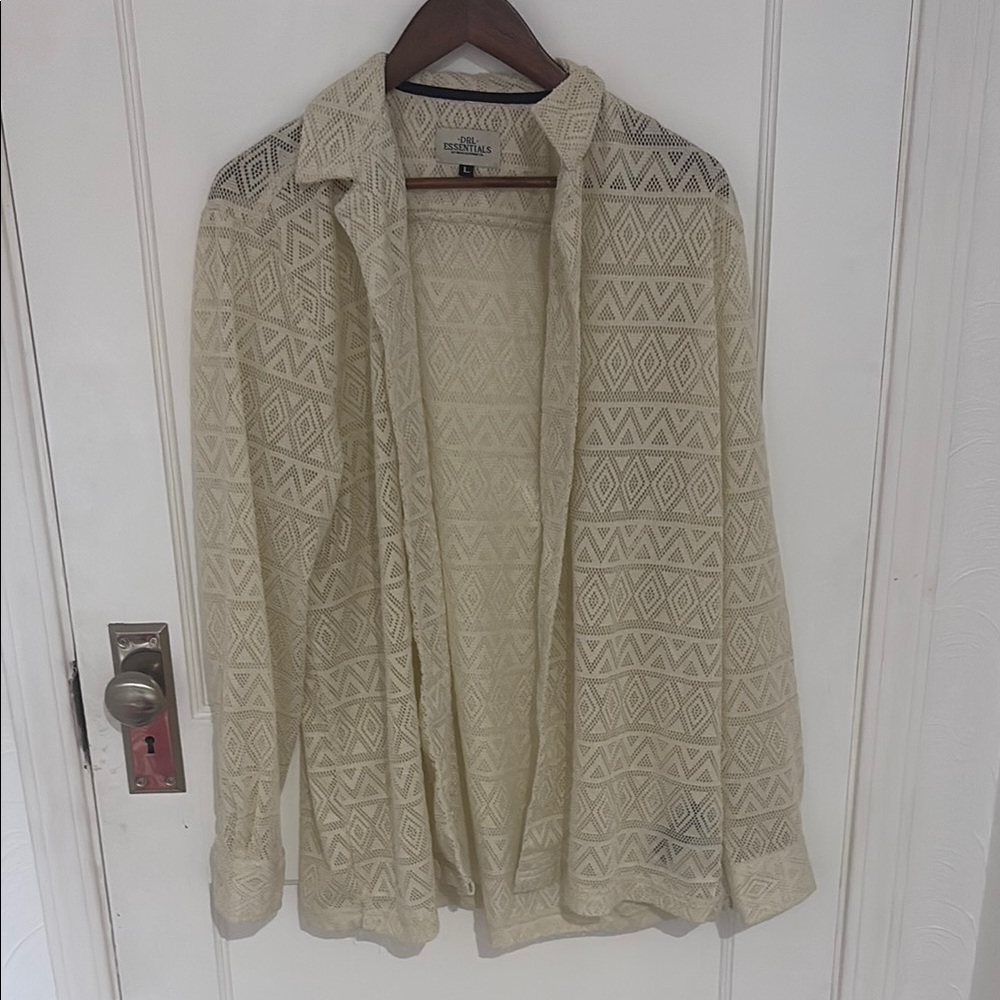 Essentials Cream Lace Pattern Top